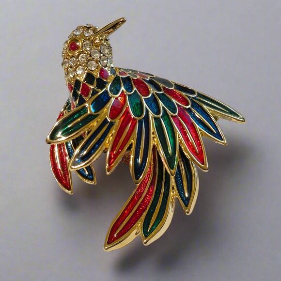 Hummingbird Enamel Brooch - Picture 1 of 3
